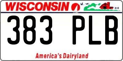 WI license plate 383PLB
