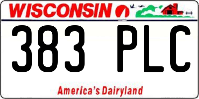 WI license plate 383PLC