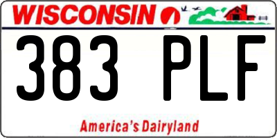 WI license plate 383PLF