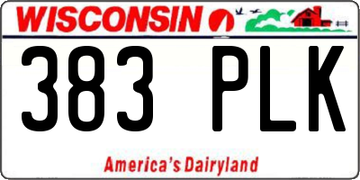 WI license plate 383PLK