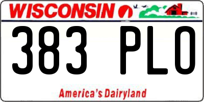 WI license plate 383PLO