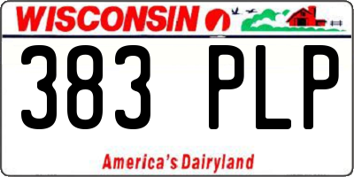 WI license plate 383PLP