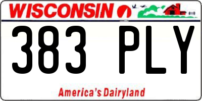 WI license plate 383PLY