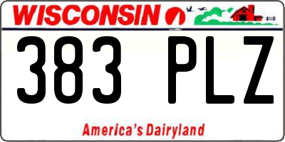 WI license plate 383PLZ