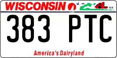 WI license plate 383PTC