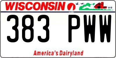 WI license plate 383PWW