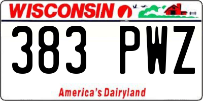 WI license plate 383PWZ