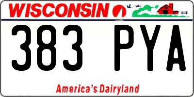 WI license plate 383PYA