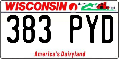 WI license plate 383PYD