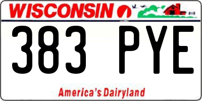 WI license plate 383PYE