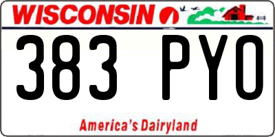 WI license plate 383PYO