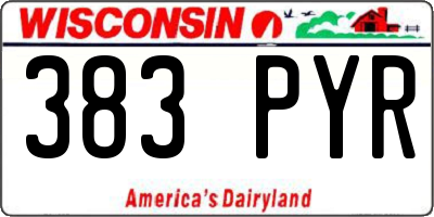 WI license plate 383PYR