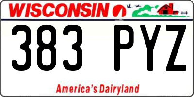 WI license plate 383PYZ