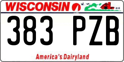 WI license plate 383PZB