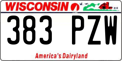 WI license plate 383PZW