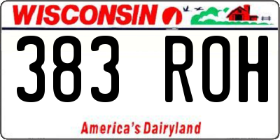 WI license plate 383ROH