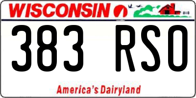WI license plate 383RSO