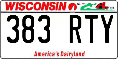 WI license plate 383RTY