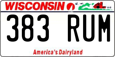 WI license plate 383RUM