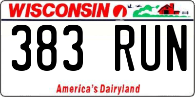 WI license plate 383RUN
