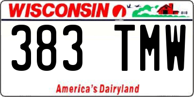 WI license plate 383TMW