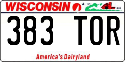 WI license plate 383TOR