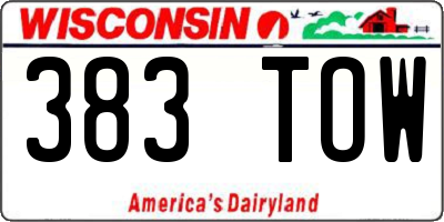 WI license plate 383TOW