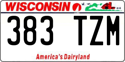 WI license plate 383TZM