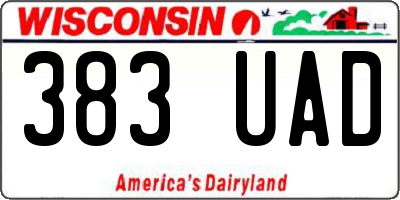 WI license plate 383UAD