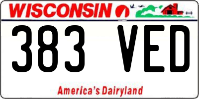 WI license plate 383VED