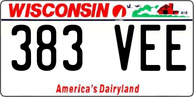WI license plate 383VEE