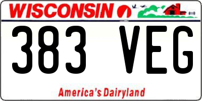 WI license plate 383VEG