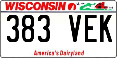 WI license plate 383VEK