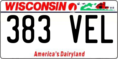 WI license plate 383VEL