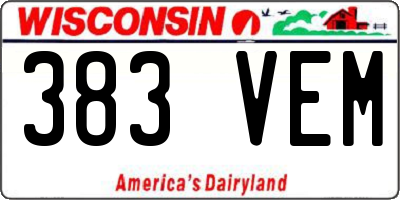 WI license plate 383VEM