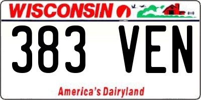 WI license plate 383VEN