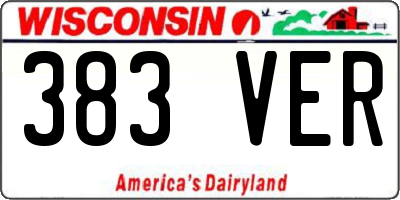 WI license plate 383VER