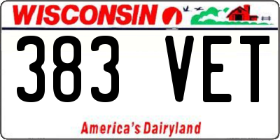 WI license plate 383VET
