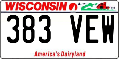 WI license plate 383VEW