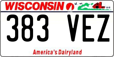 WI license plate 383VEZ