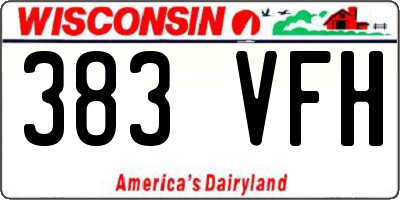 WI license plate 383VFH