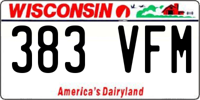 WI license plate 383VFM