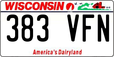 WI license plate 383VFN