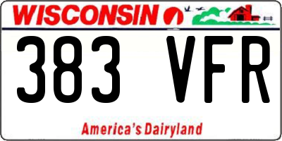 WI license plate 383VFR