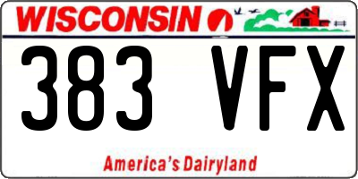 WI license plate 383VFX