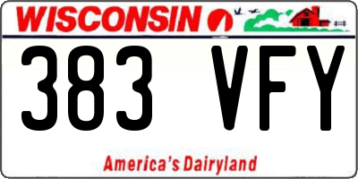 WI license plate 383VFY