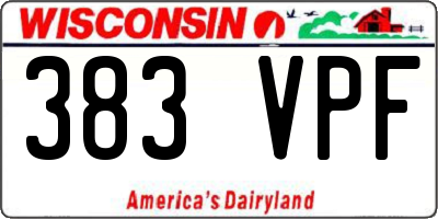 WI license plate 383VPF