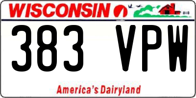WI license plate 383VPW