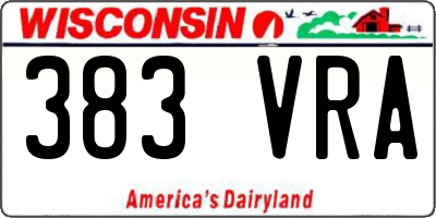 WI license plate 383VRA