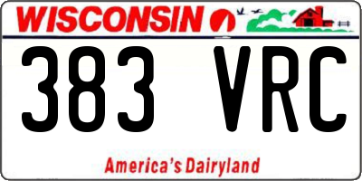 WI license plate 383VRC